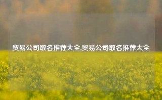 贸易公司取名推荐大全,贸易公司取名推荐大全