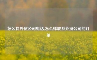 怎么找外贸公司电话,怎么样联系外贸公司的订单