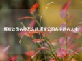 煤炭公司名称怎么起,煤炭公司名字起名大全